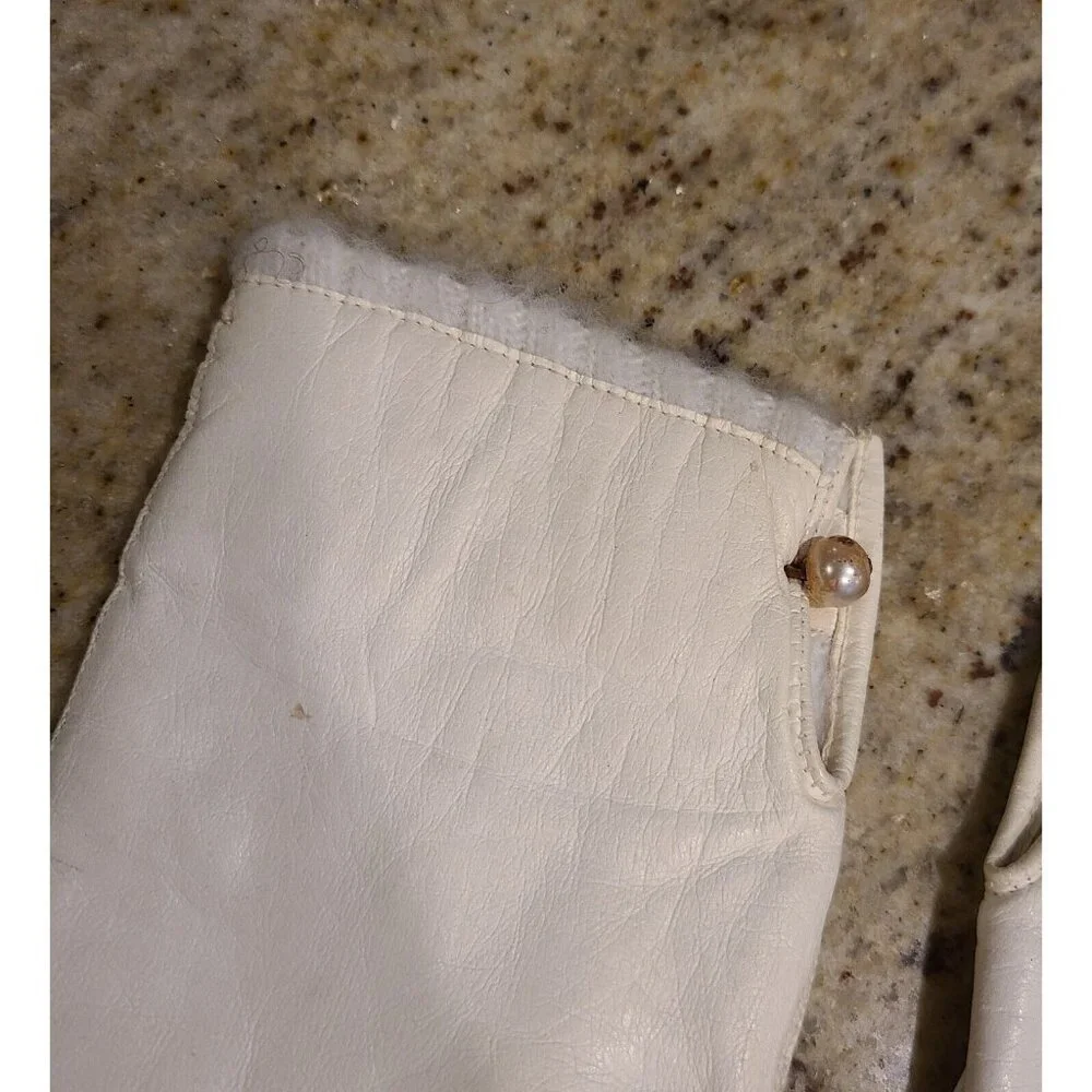 Vintage Size S Cream Soft Leather Knit Lined 8